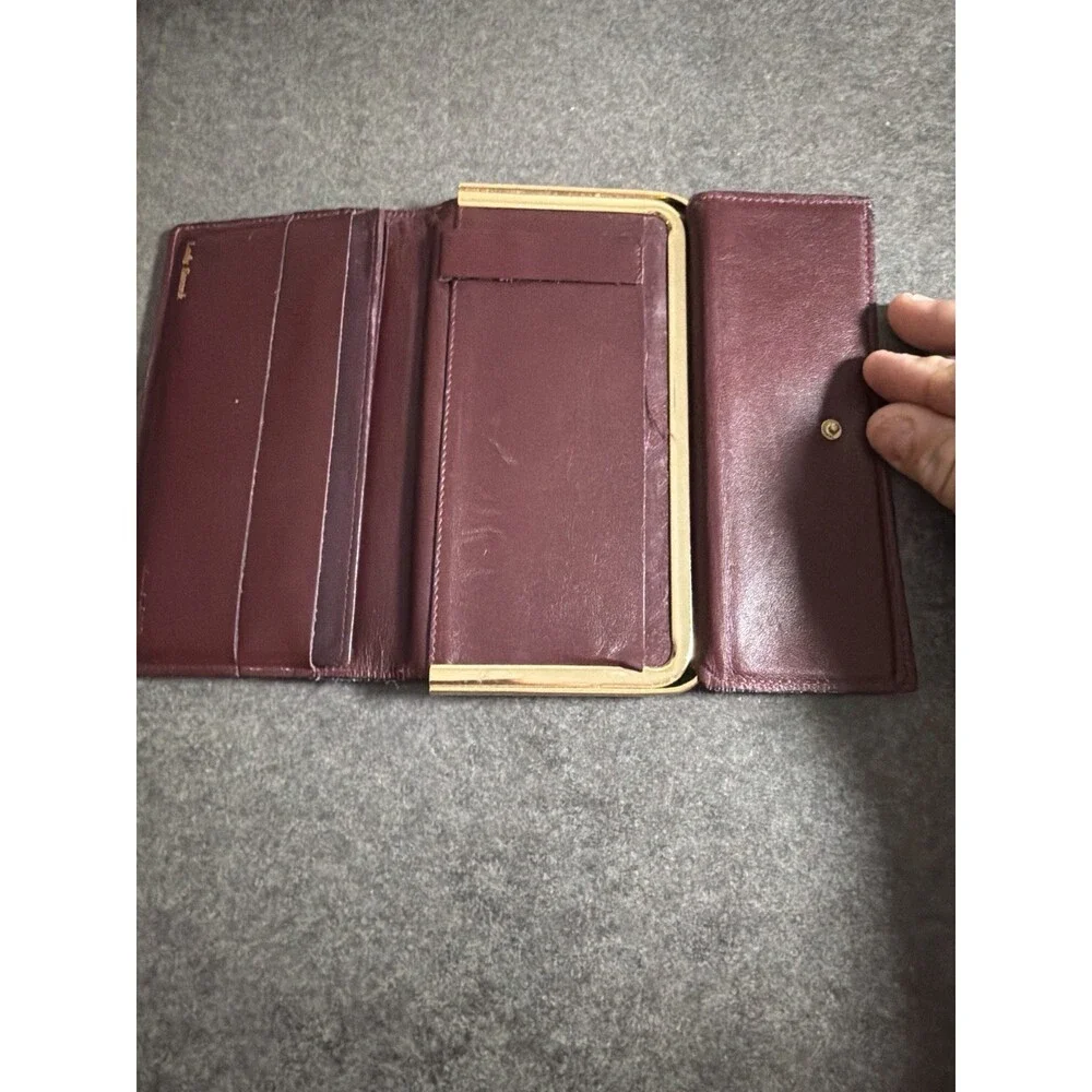 Vintage Lady Swank Burgandy Leather Checkbook Wallet Made In USA